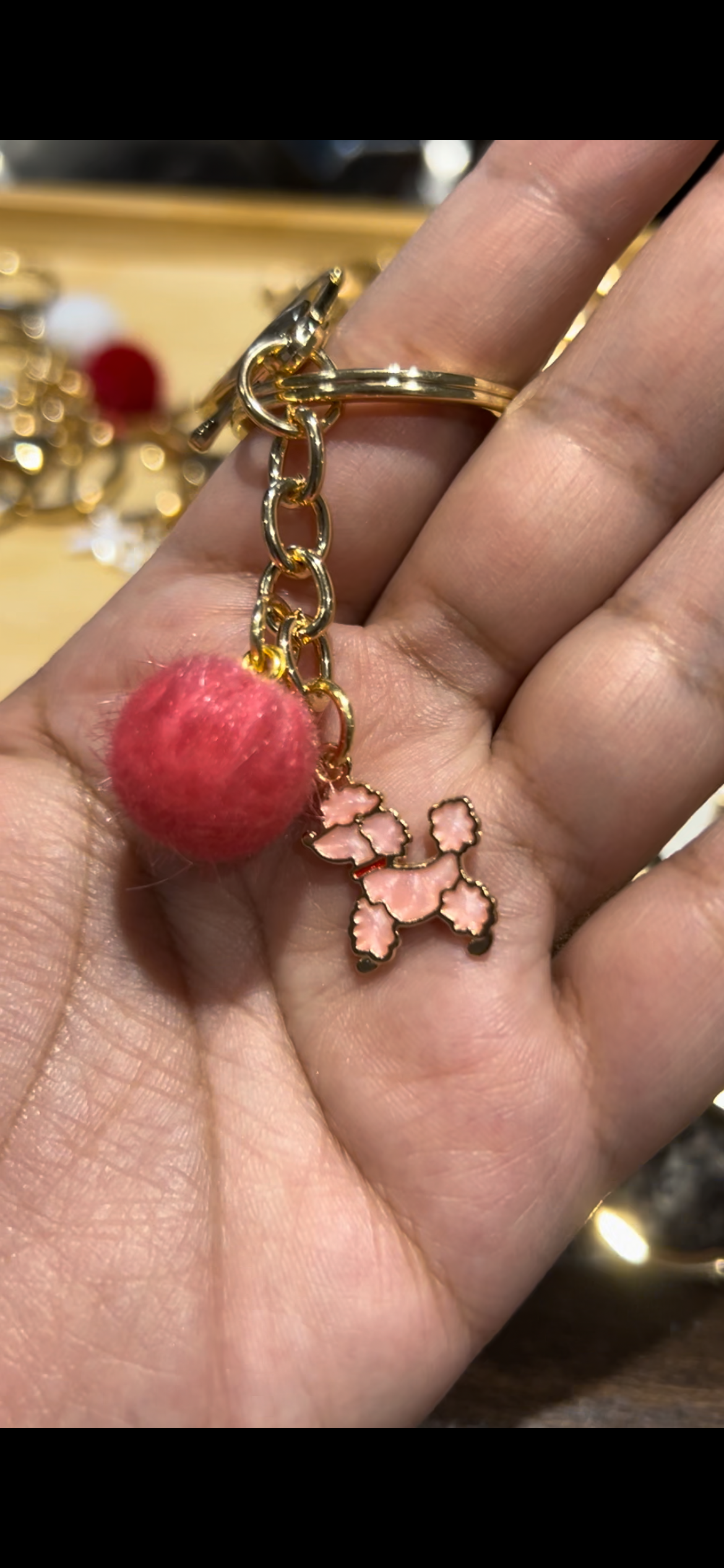 Dog Charm keychain with Pom Pom