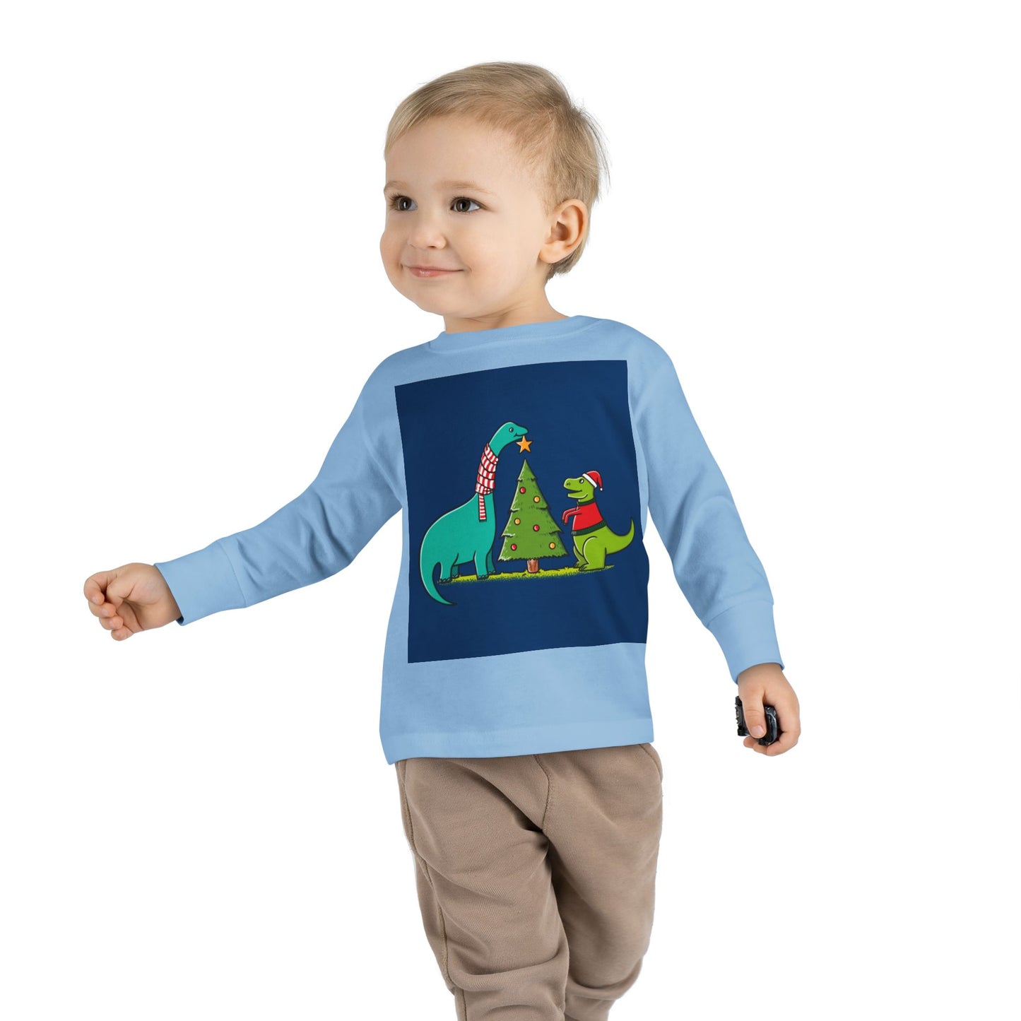 Dinosaur Christmas Toddler Long Sleeve Tee