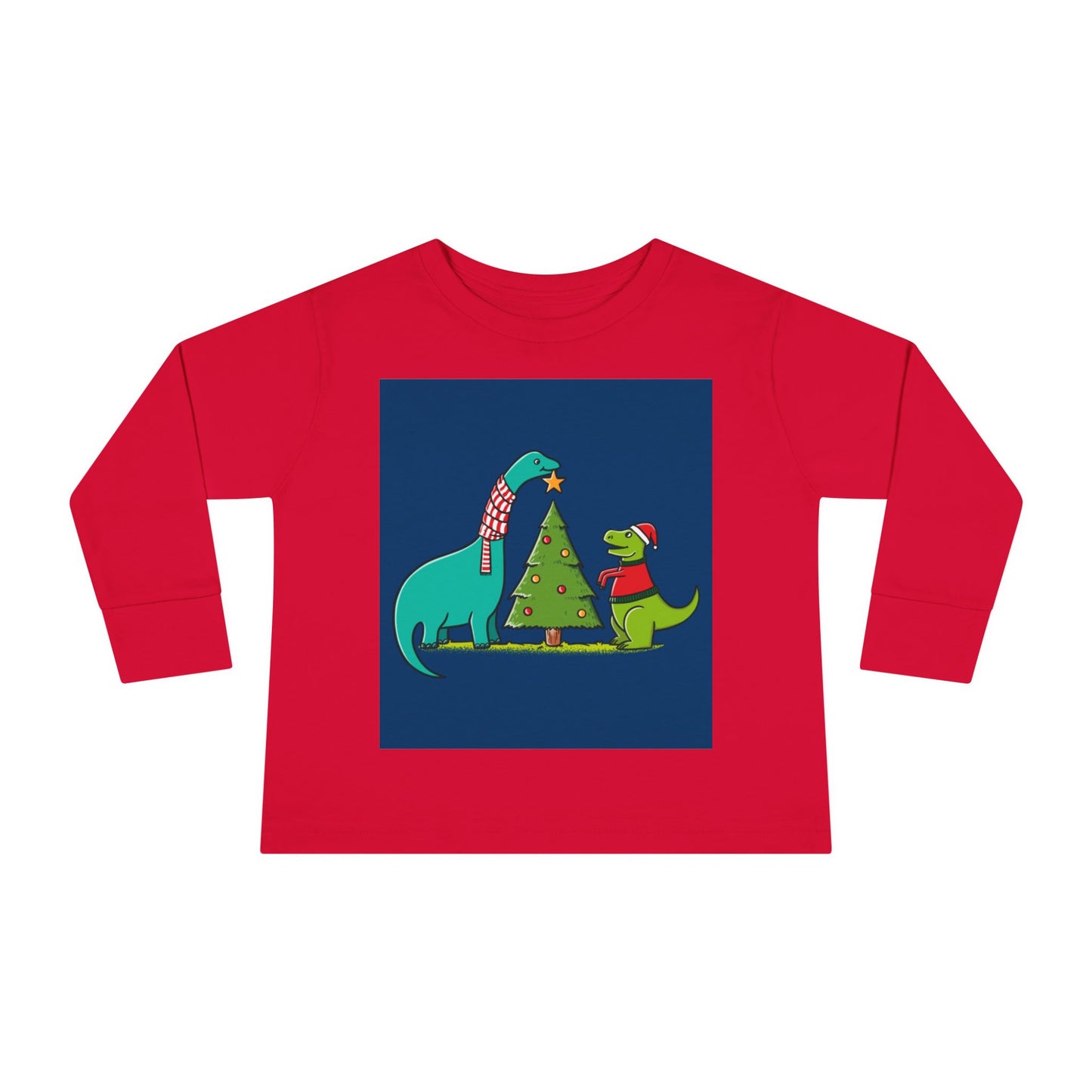 Dinosaur Christmas Toddler Long Sleeve Tee