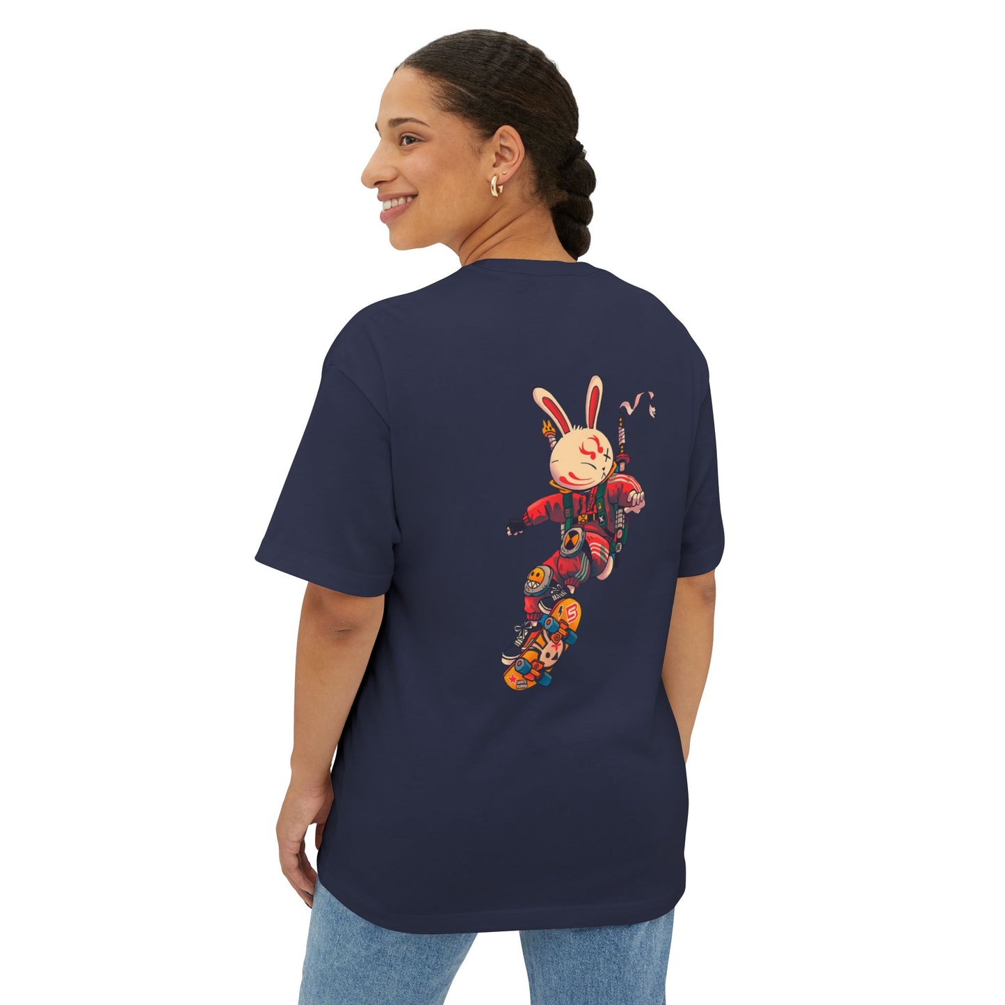 Skateboarding Bunny Graphic Oversized Tee