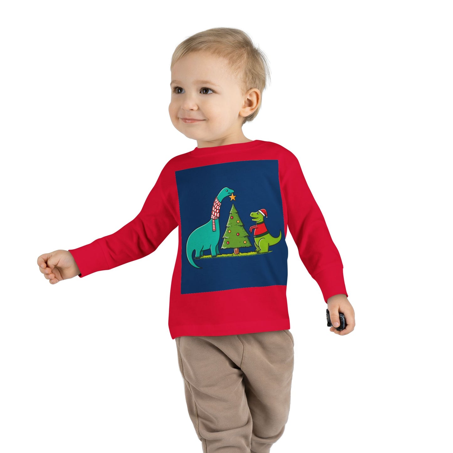 Dinosaur Christmas Toddler Long Sleeve Tee