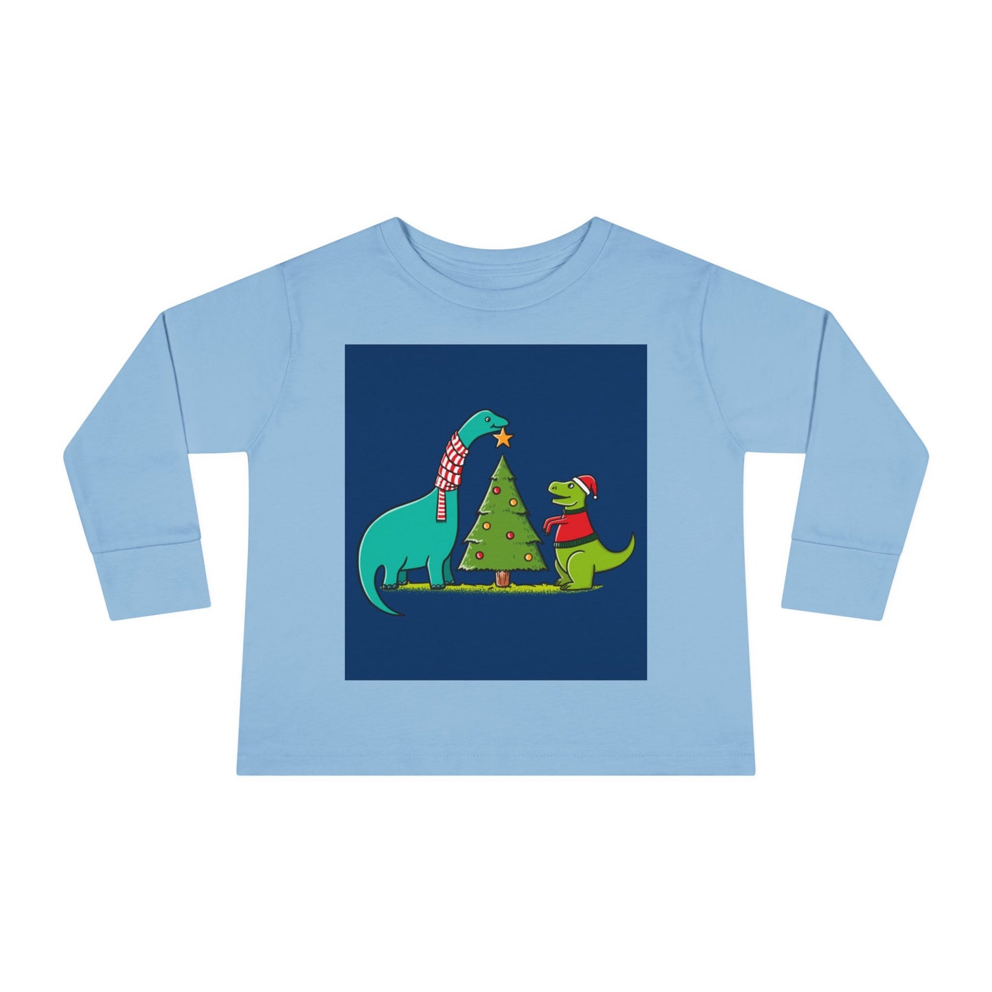 Dinosaur Christmas Toddler Long Sleeve Tee