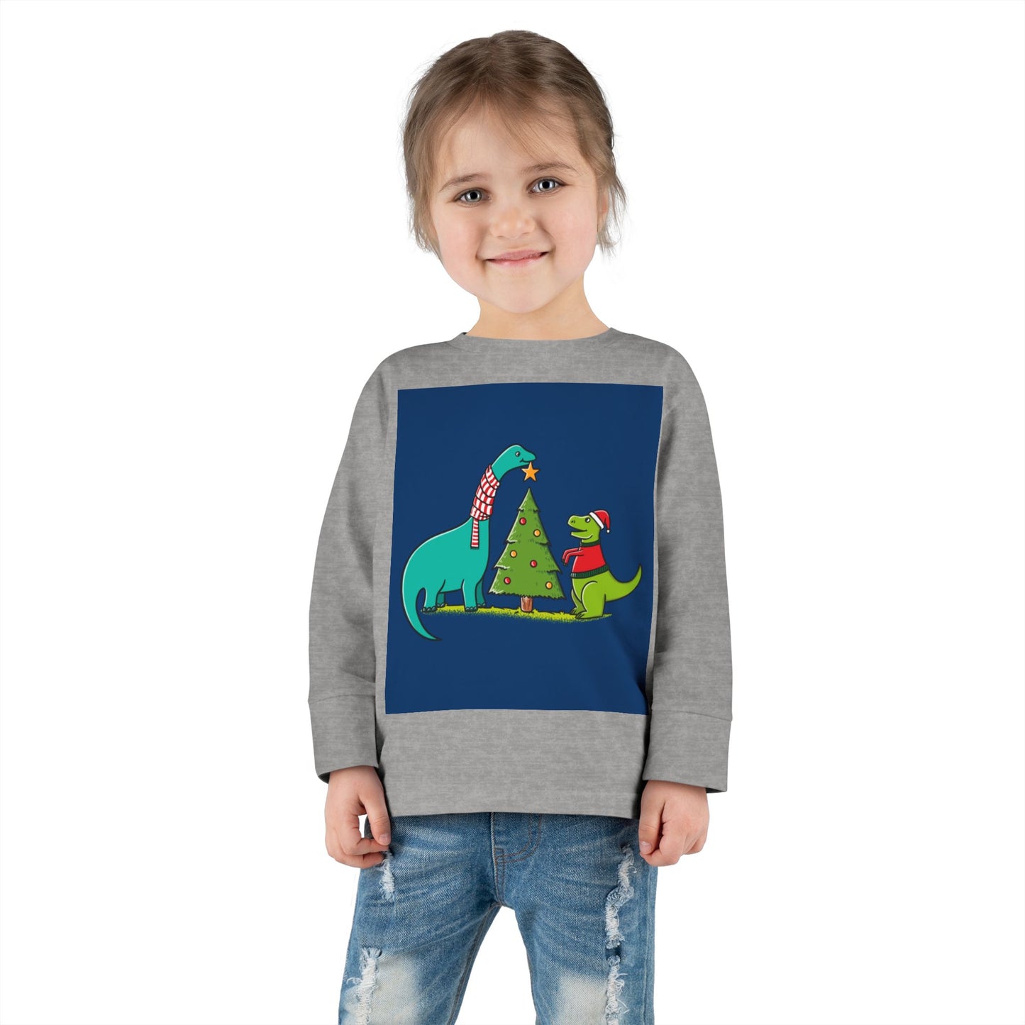 Dinosaur Christmas Toddler Long Sleeve Tee