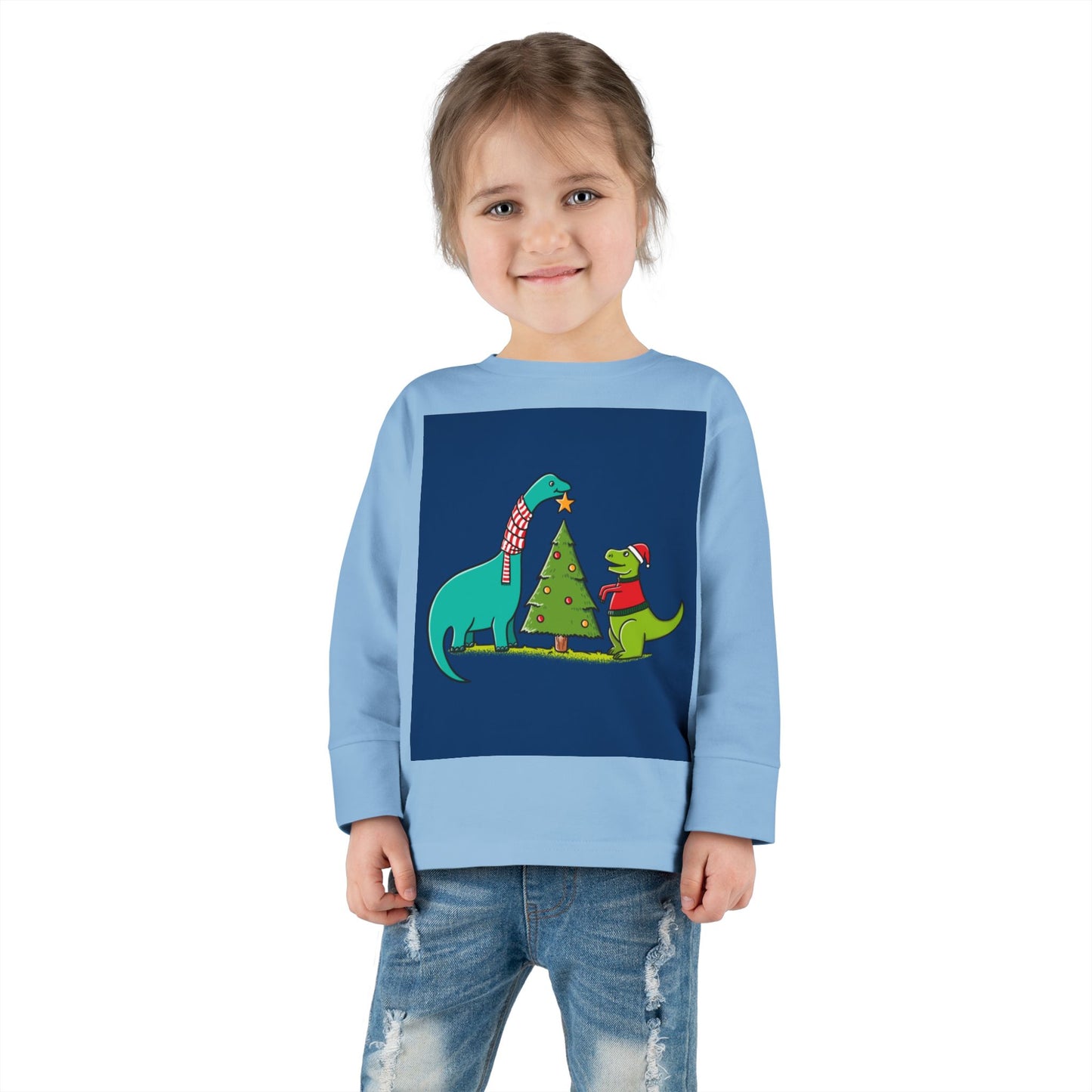 Dinosaur Christmas Toddler Long Sleeve Tee