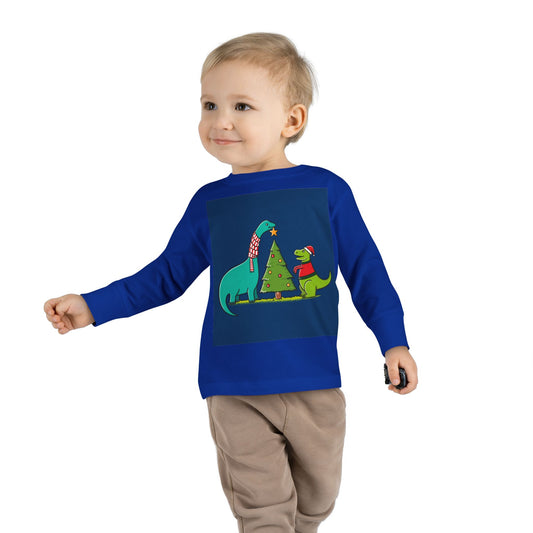 Dinosaur Christmas Toddler Long Sleeve Tee