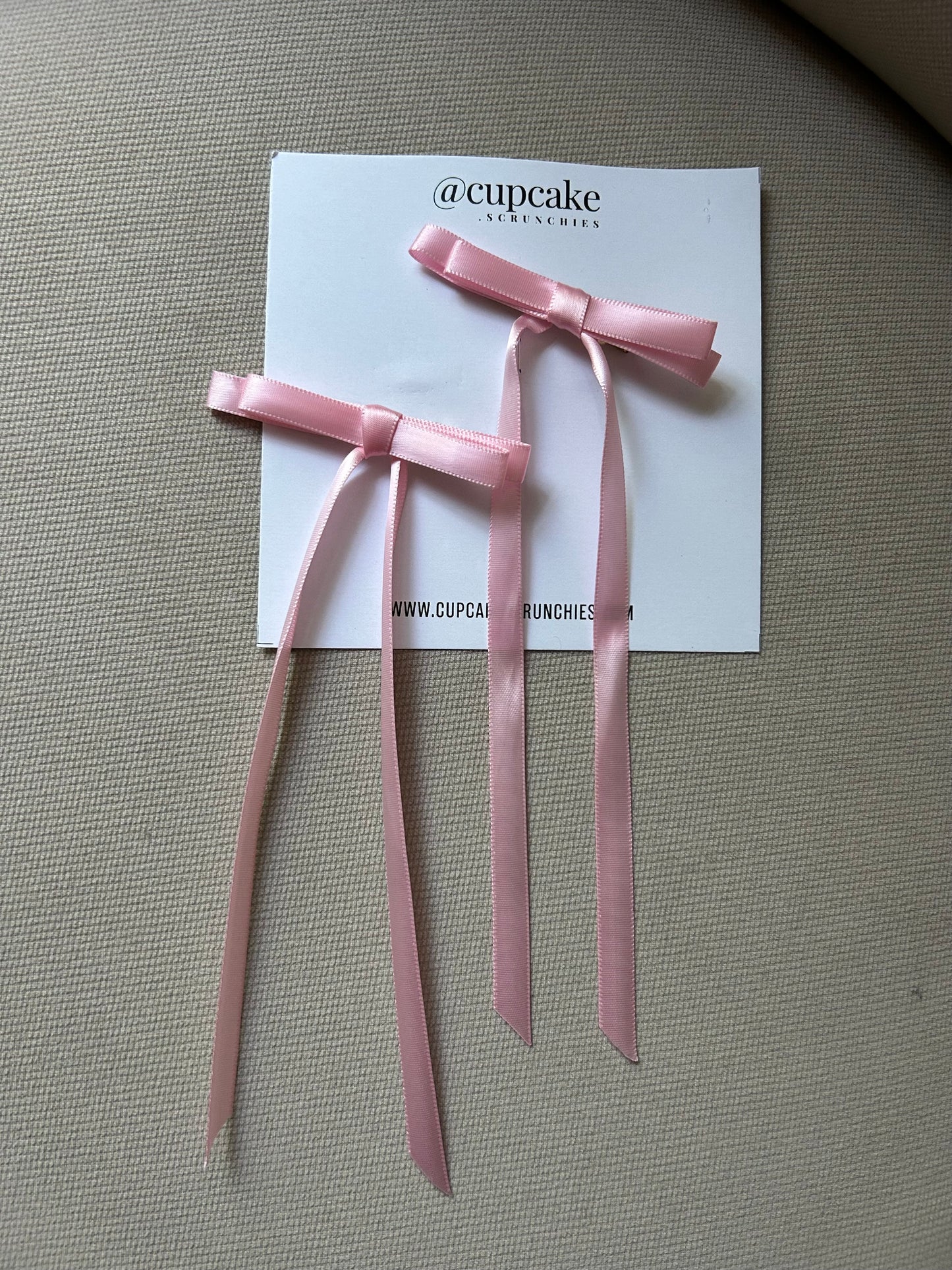 Set of 2 Pink Ribbon Bow clips