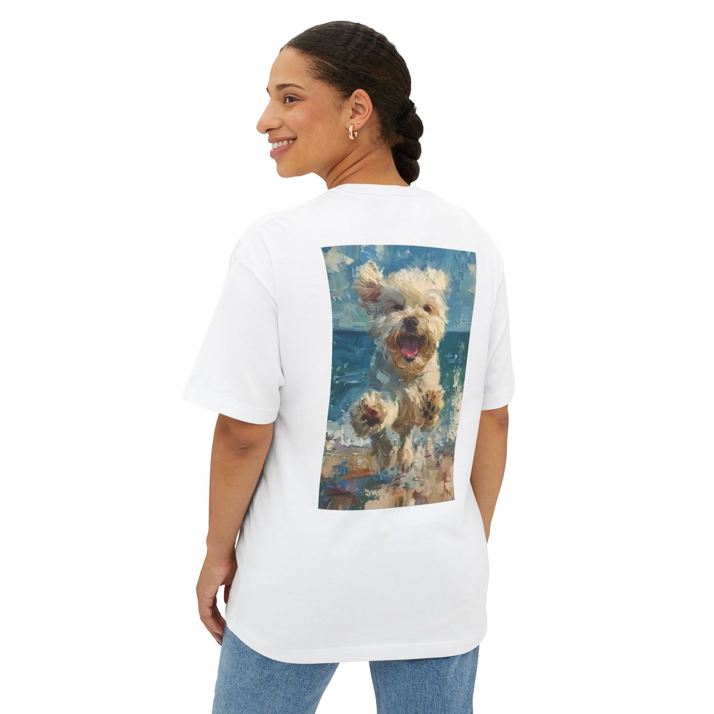 Cute Dog Art Unisex Oversized Boxy Tee - Perfect Pet Lover Gift