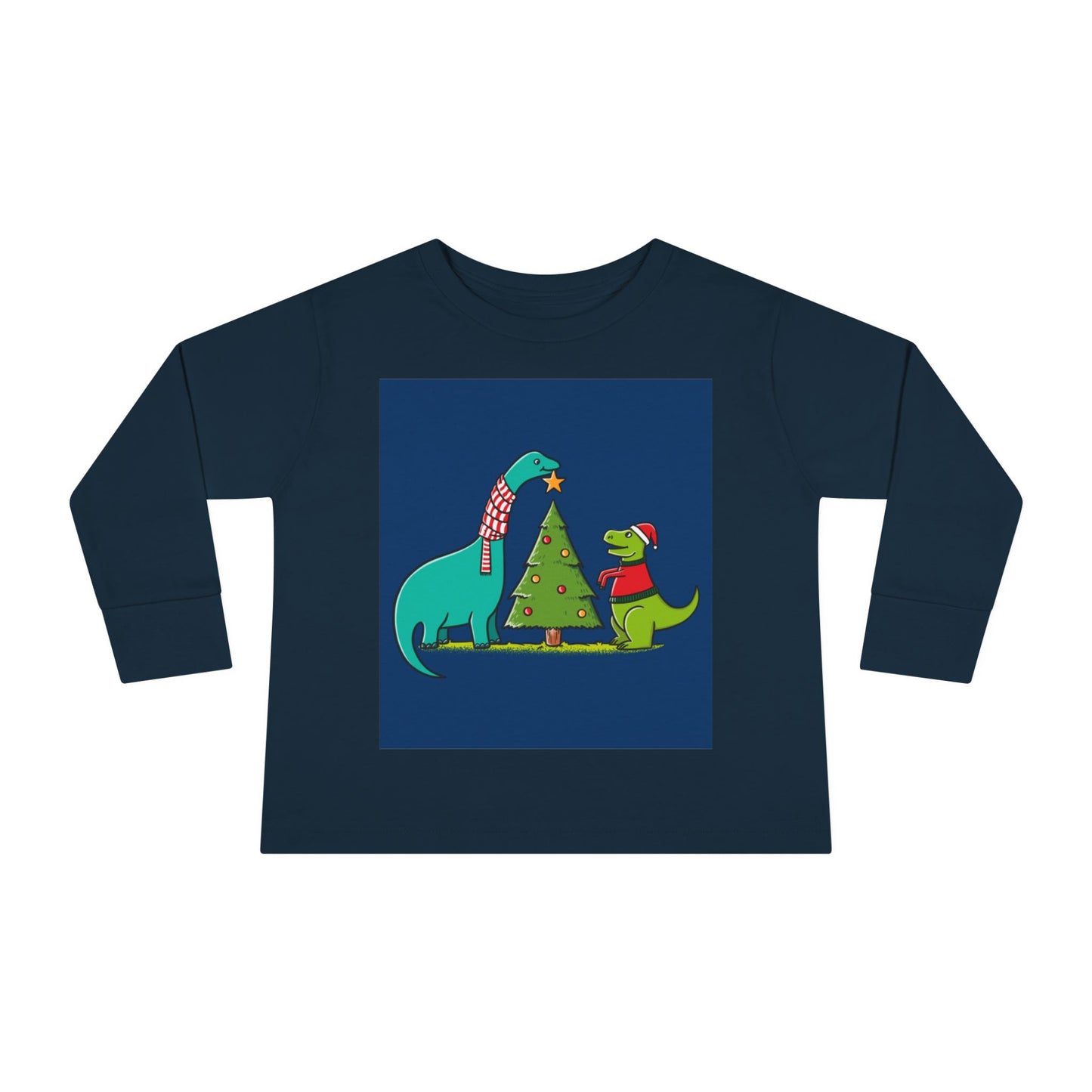 Dinosaur Christmas Toddler Long Sleeve Tee