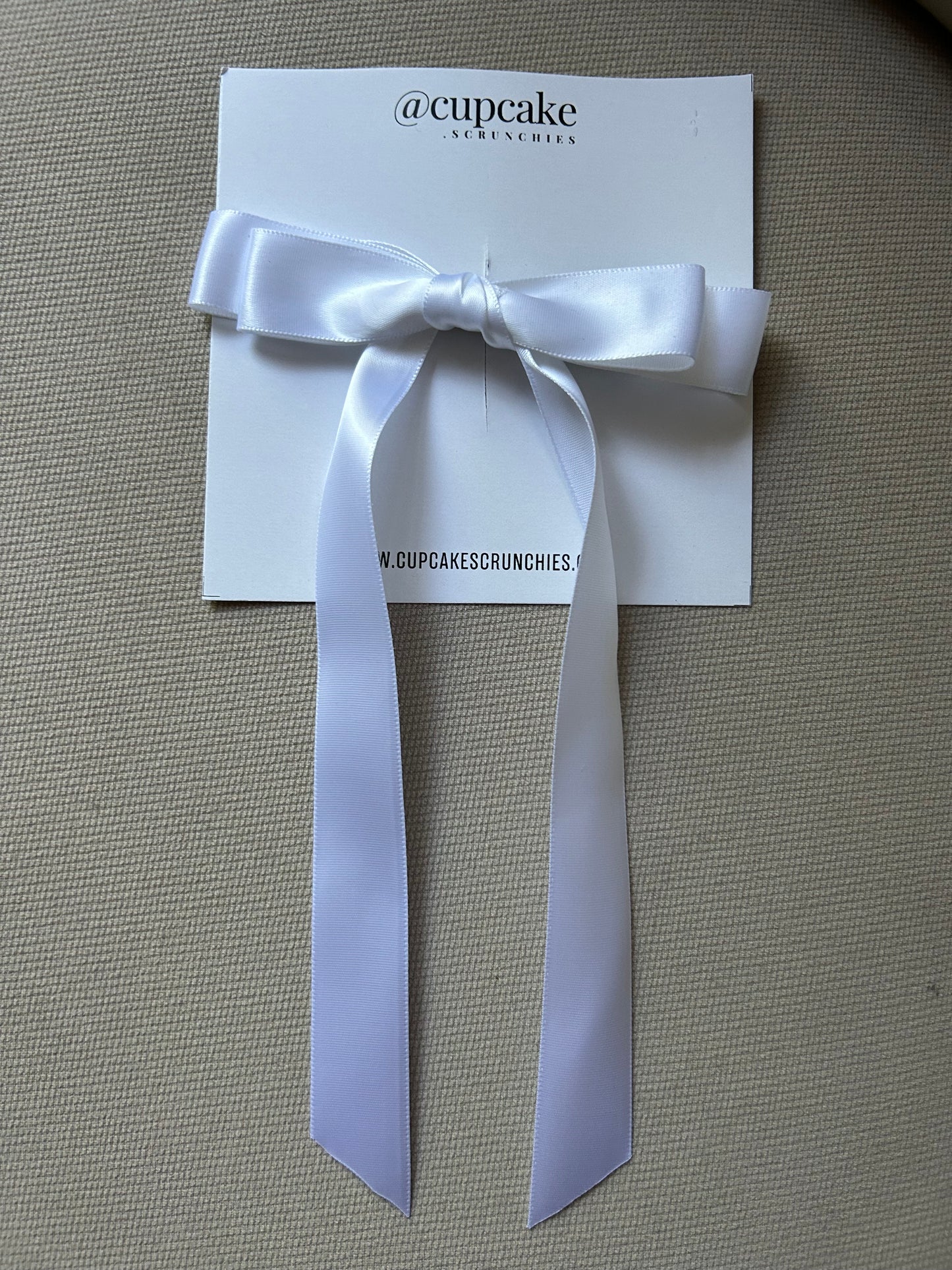 White Ribbon Bow Clip