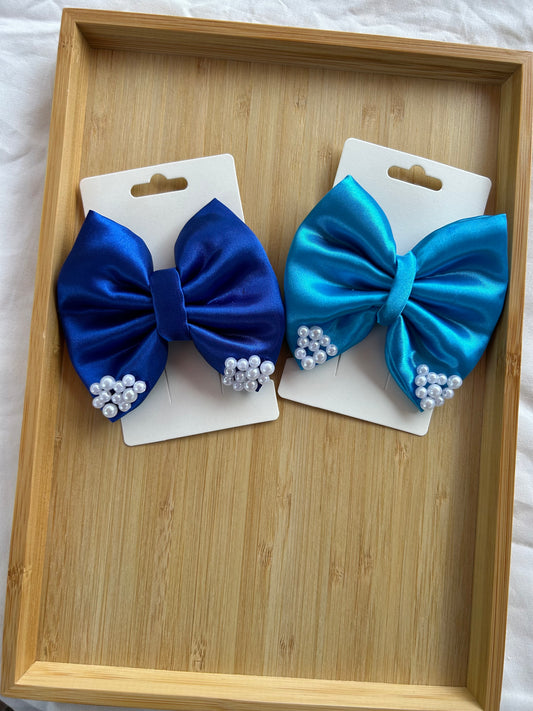 Blue Pearl  Hair Bow