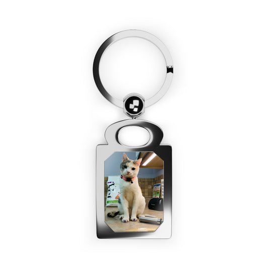 Personalized Rectangle Photo Keyring - Custom Pet Portrait Keychain