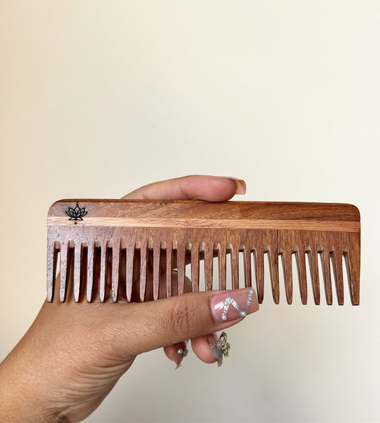 Wooden wide tooth comb