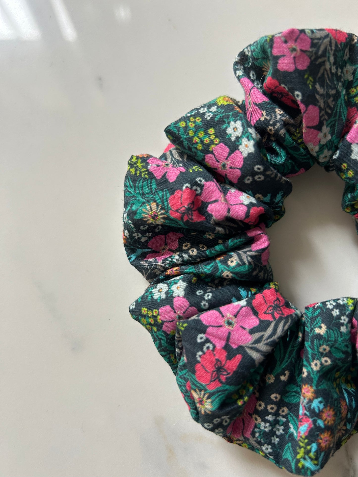 Black Floral Scrunchie