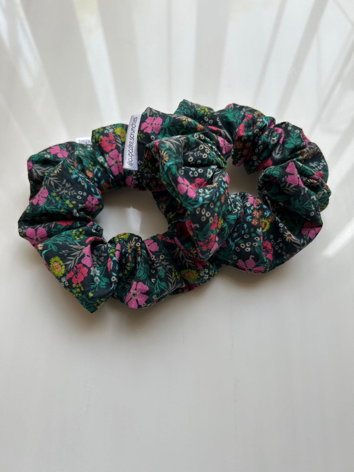 Black Floral Scrunchie