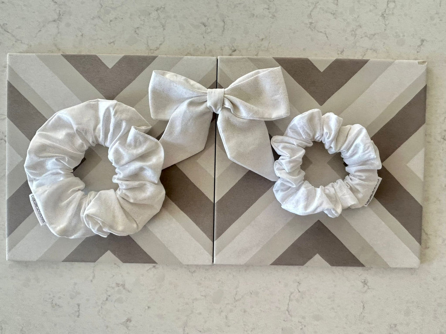 White Kona Sheen Scrunchie